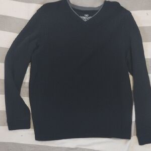 Faded Glory Men's Black And Dark Gray V-Neck Sweater